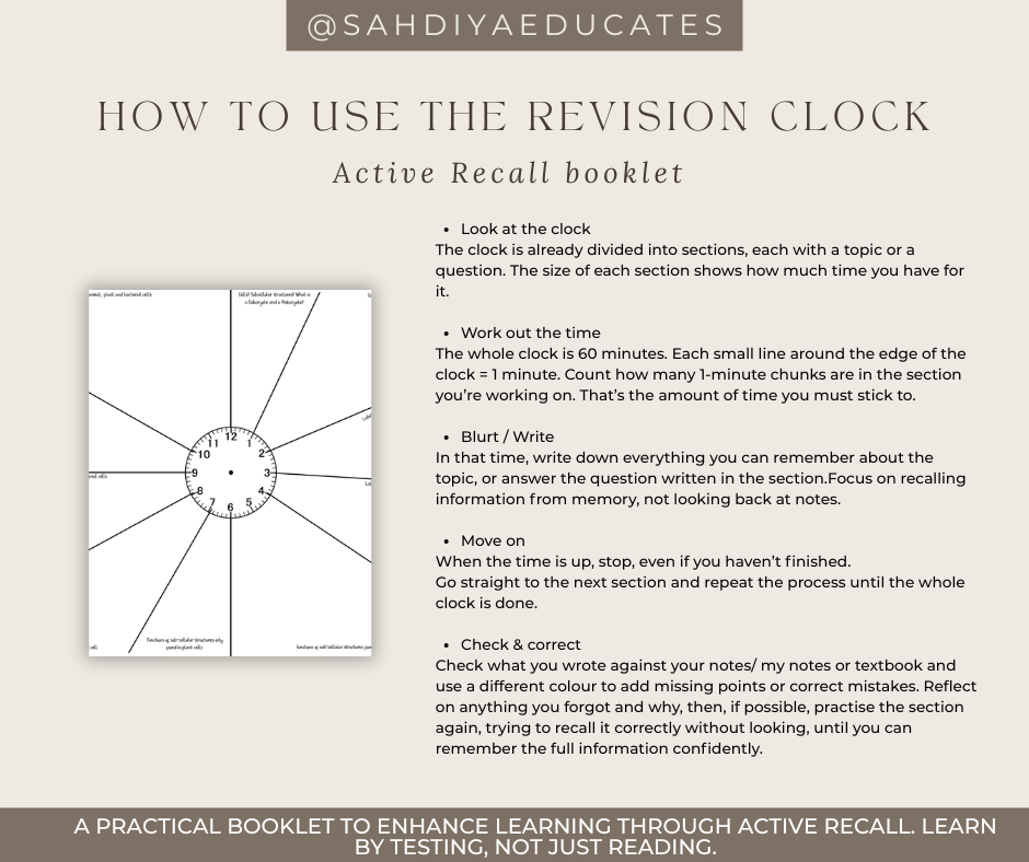 Digital file -Active recall booklet: Year 7 & 8 Levels of Organisation & Specialised cells