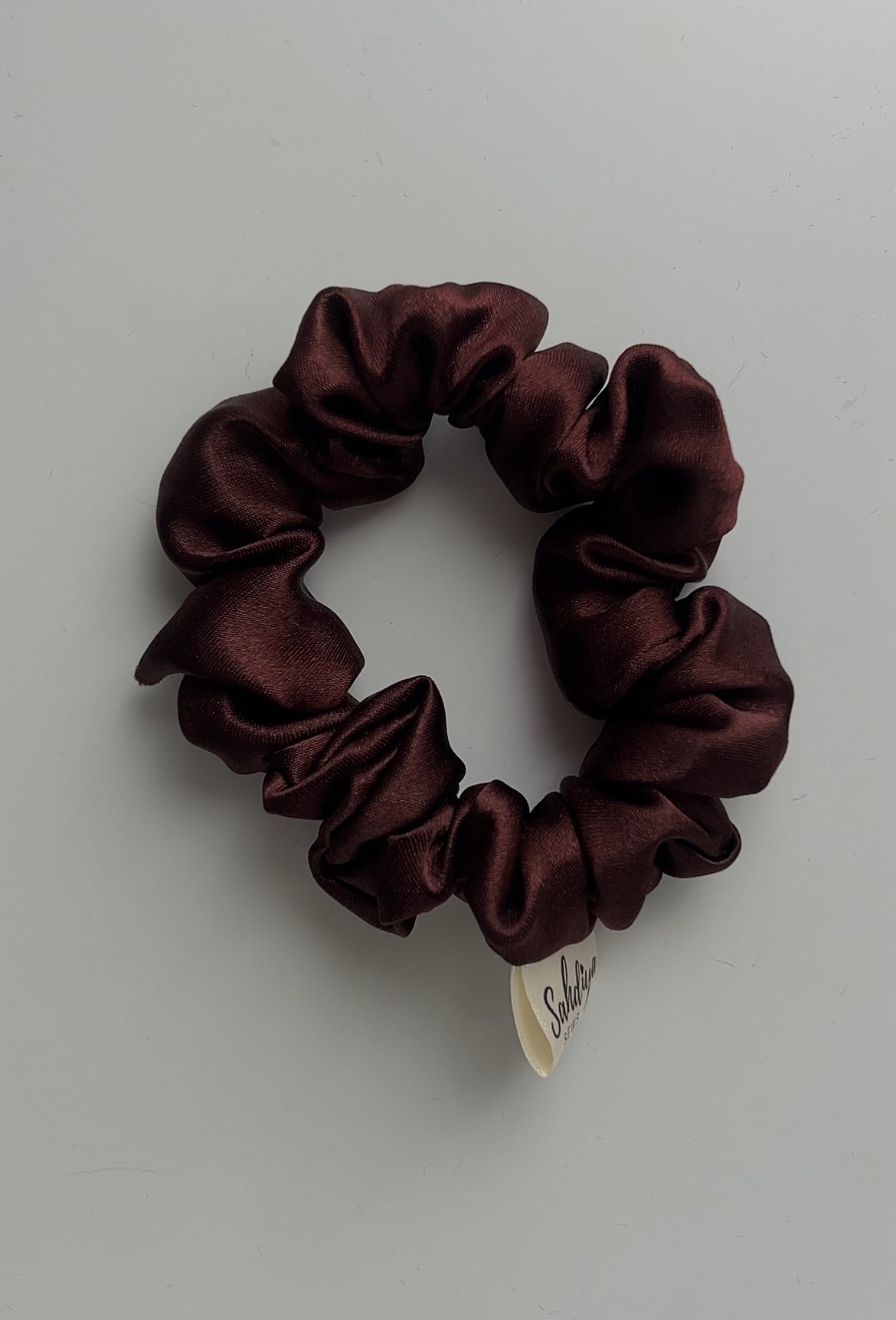 Thin brown satin scrunchie