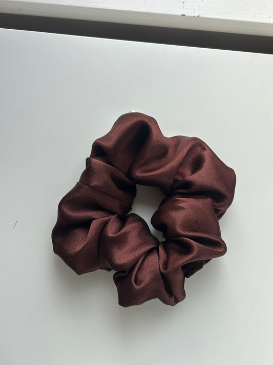 Brown Satin scrunchie