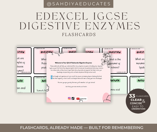 Digital File- Edexcel IGCSE Digestive enzymes- Flashcards