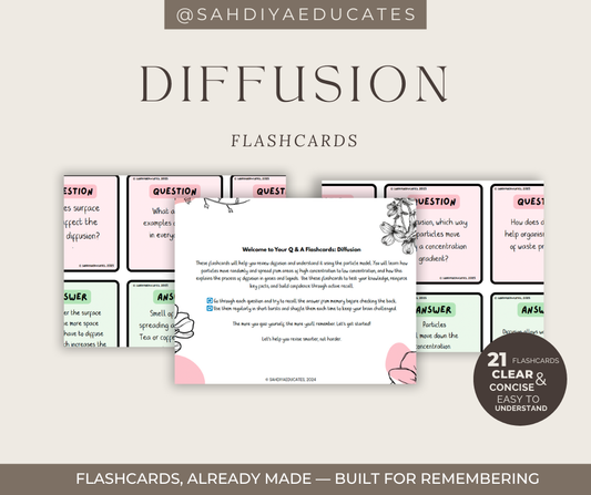 Digital file -Flashcards: Year 7 & 8 Diffusion