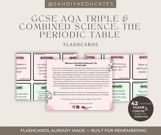 Flashcards - AQA GCSE Combined & Triple Science: Atomic structure and the periodic table