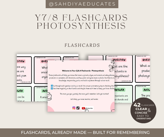 Digital file- Year 7/8 - Photosynthesis flashcards