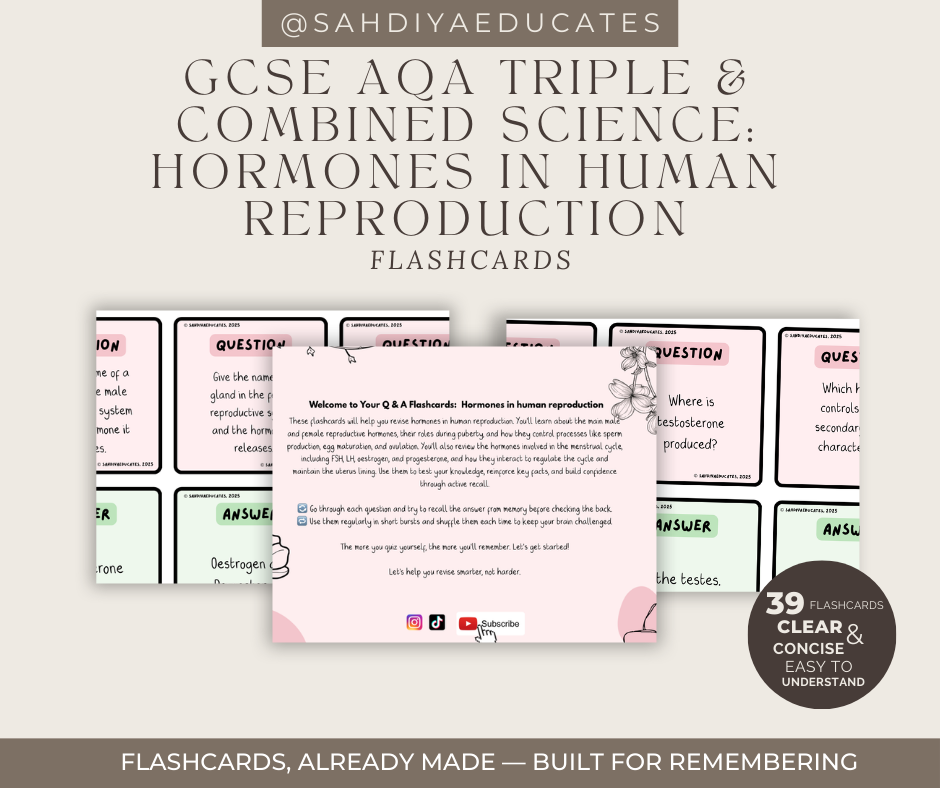 Flashcards- Digital File- AQA GCSE Combined and Triple Biology- Hormones in human reproduction