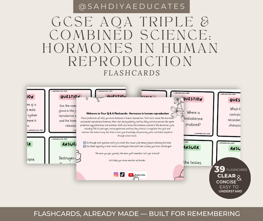 Flashcards- Digital File- AQA GCSE Combined and Triple Biology- Hormones in human reproduction