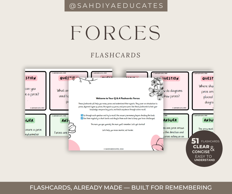 Digital file -Flashcards: Year 7 & 8 Forces