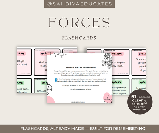 Digital file -Flashcards: Year 7 & 8 Forces