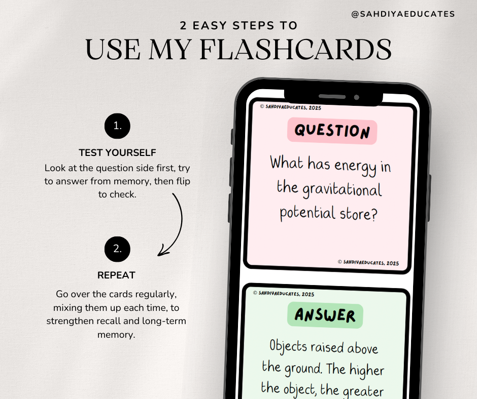 Year 7/8 Flashcards- Digital file- Energy