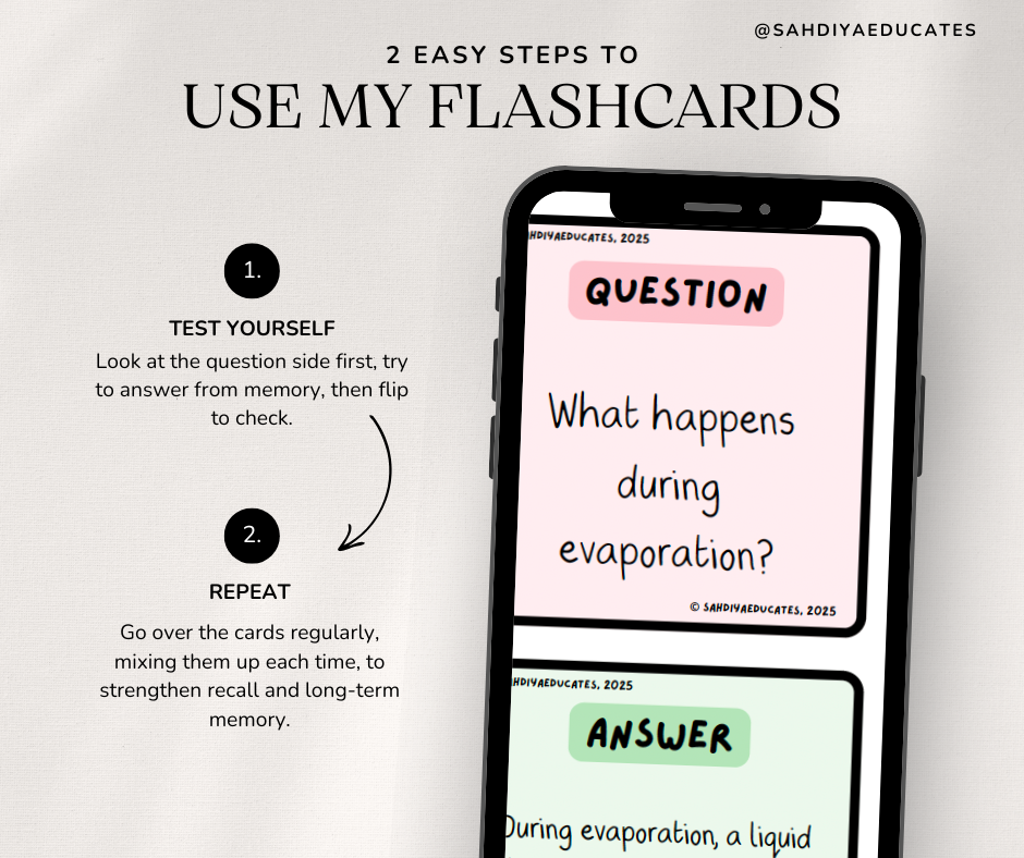 Digital file -Flashcards: Year 7 & 8 Changes of state