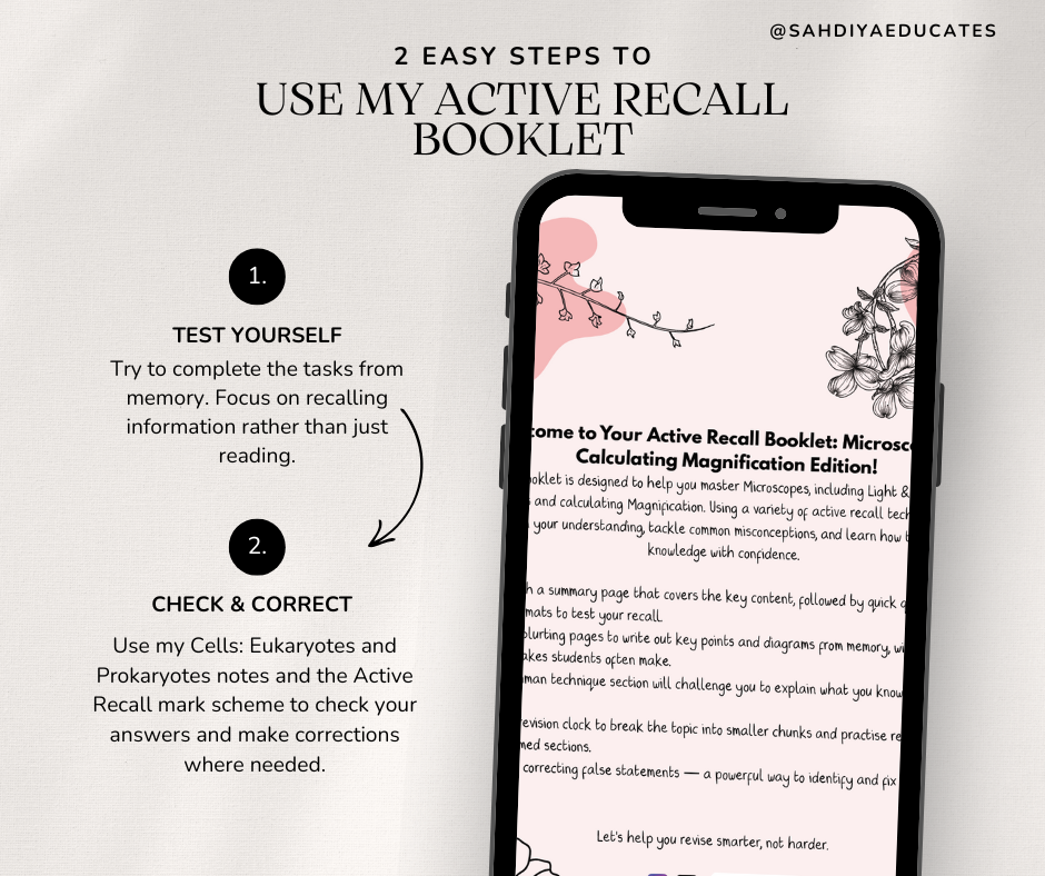 Digital file -Active recall booklet: Microscopy & Calculating Magnification