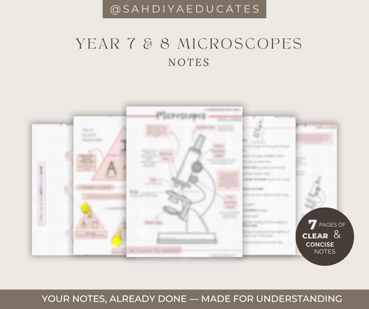 Digital file -Notes: Year 7 & 8 Microscopes