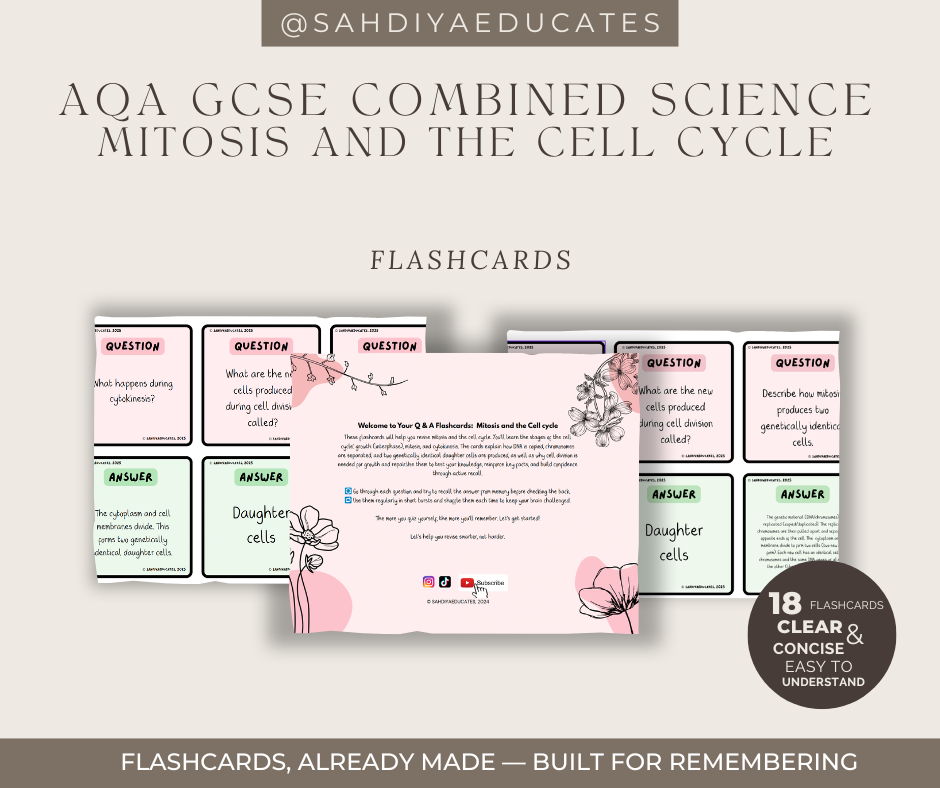 Flashcards- Digital File- AQA GCSE Combined Science- Mitosis and the Cell cycle