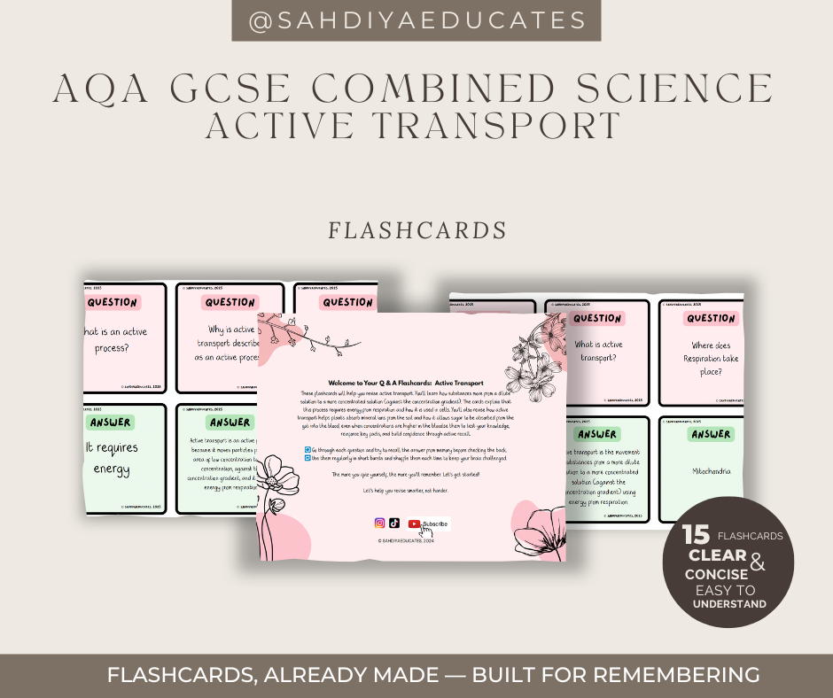 Flashcards- Digital File- AQA GCSE Combined Science- Active Transport