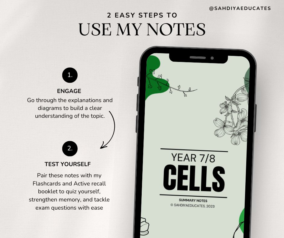 Digital file -Notes: Year 7 & 8 Cells