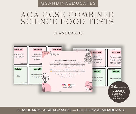 Flashcards- Digital File- AQA GCSE Combined Science- Food tests