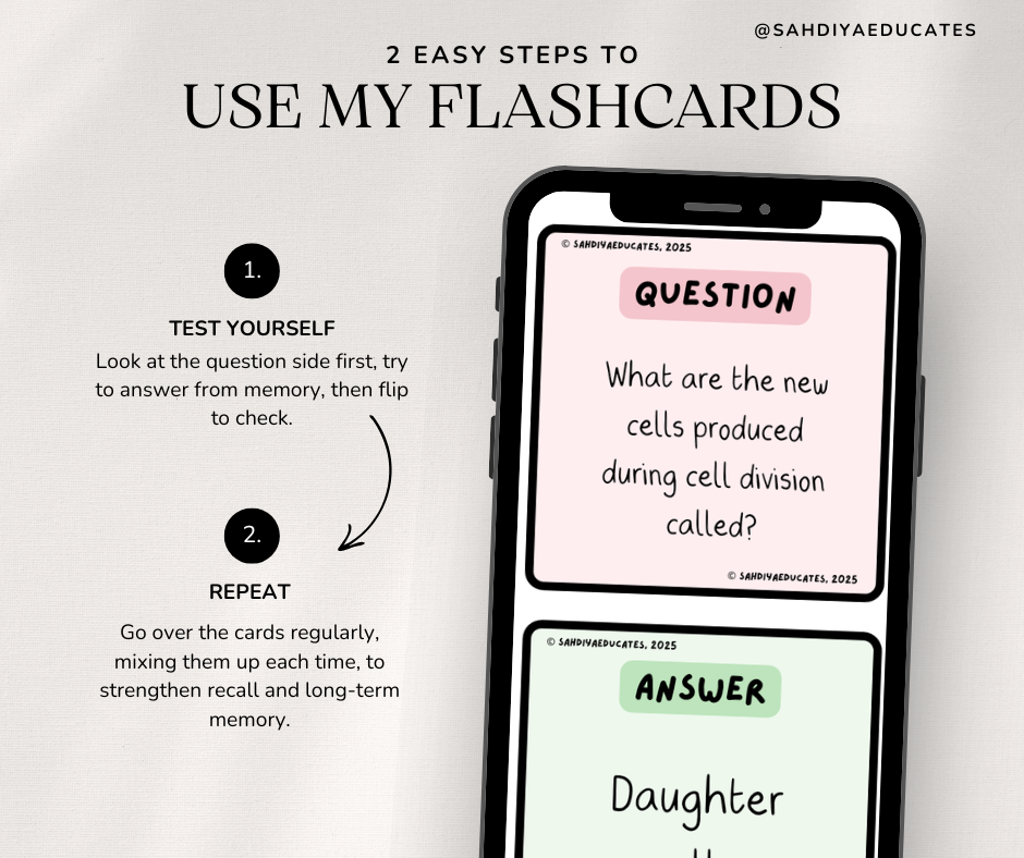 Flashcards- Digital File- AQA GCSE Combined Science- Mitosis and the Cell cycle