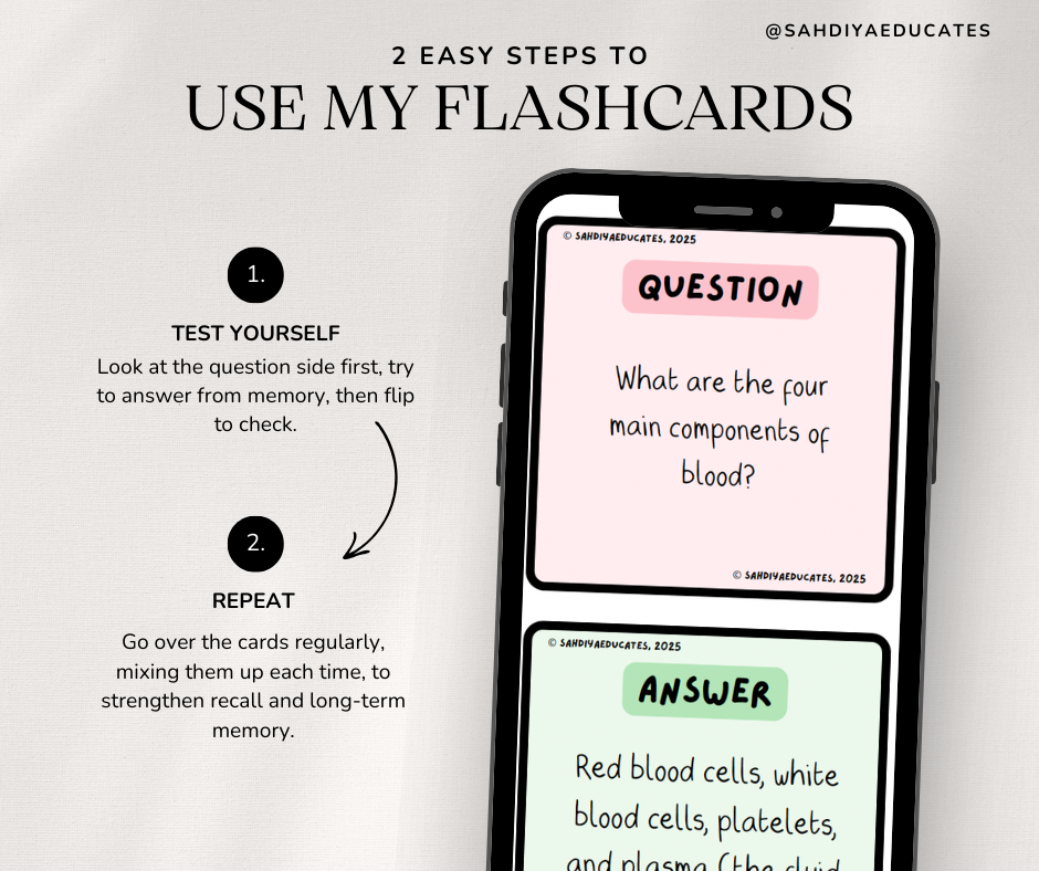 Flashcards- Digital File- AQA GCSE Combined and Triple Biology- The Blood