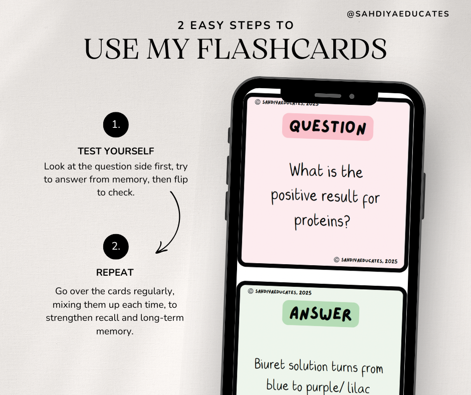 Flashcards- Digital File- AQA GCSE Combined Science- Food tests