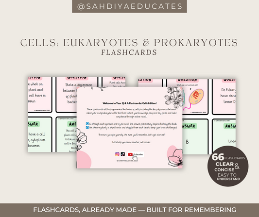 Digital file -Q & A Flashcards-  AQA Triple Biology Cells: Eukaryotes & Prokaryotes GCSE Biology 8461