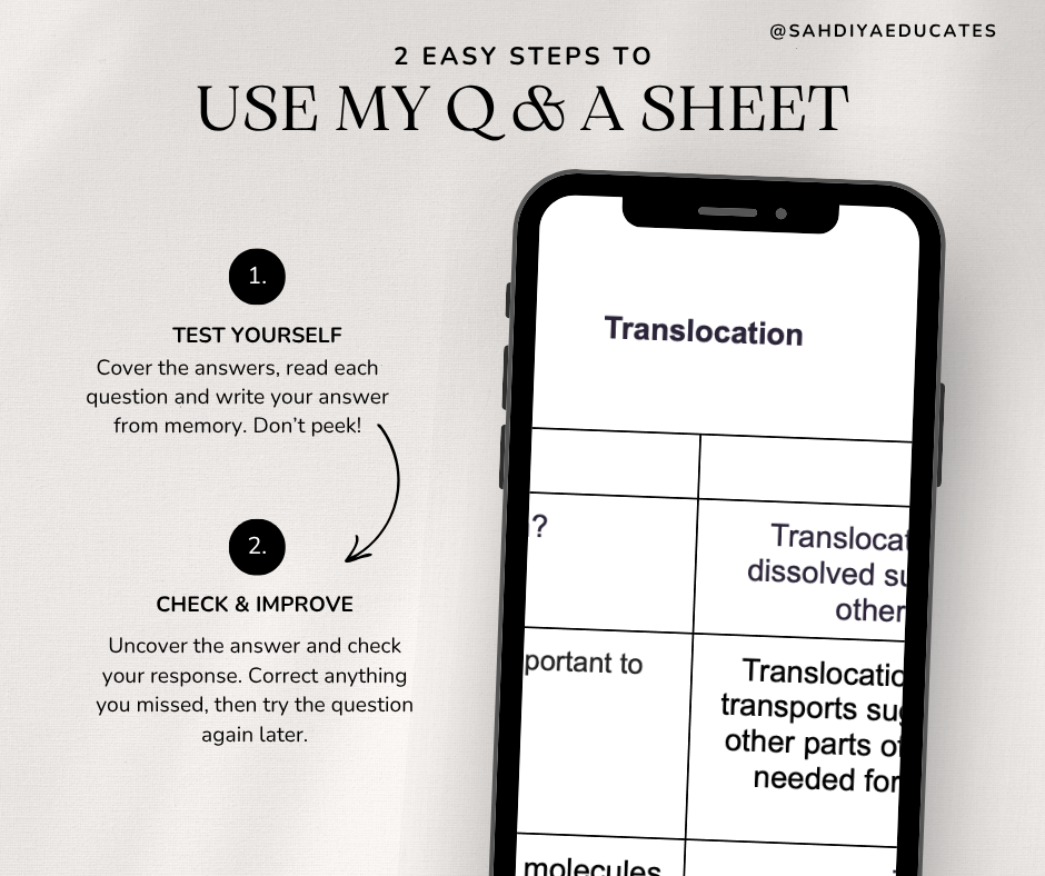 Digital file- Question & Answer sheet - AQA GCSE Combined Science - Translocation