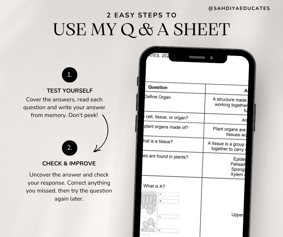 Digital file- Question & Answer sheet - AQA GCSE Combined Science - Plant tissues