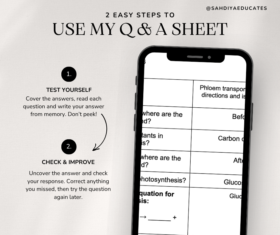Digital file- Question & Answer sheet - AQA GCSE Combined Science - Common Mistakes Leaf Structure/ Xylem/Phloem/ Photosynthesis