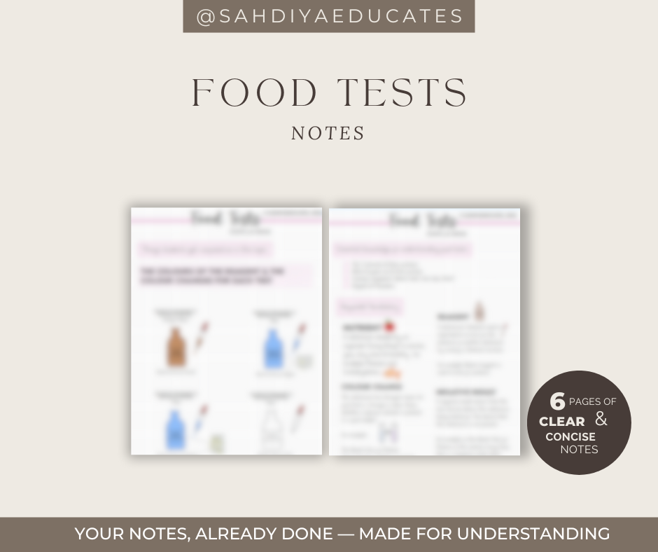 Digital file - Notes- Food tests