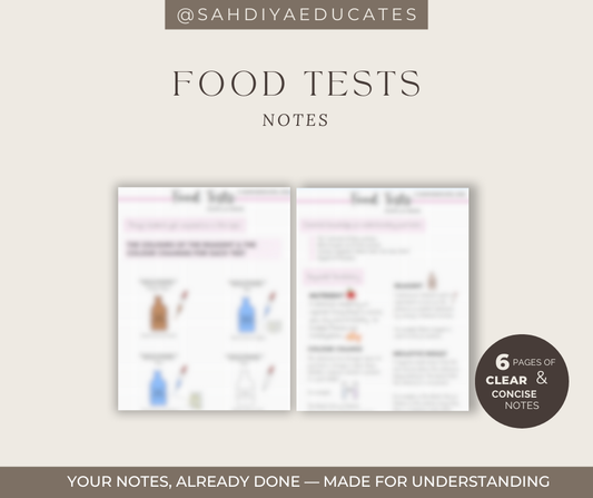 Digital file - Notes- Food tests