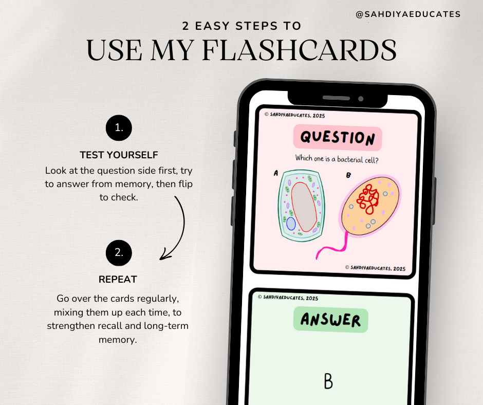 Digital file -Q & A Flashcards-  AQA Triple Biology Cells: Eukaryotes & Prokaryotes GCSE Biology 8461