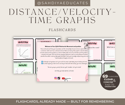 Digital file- Velocity time and Distance time graphs (movement and position) flashcards