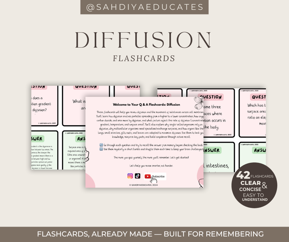 Digital File- AQA GCSE Combined Science: Trilogy (8464) Flashcards GCSE Diffusion