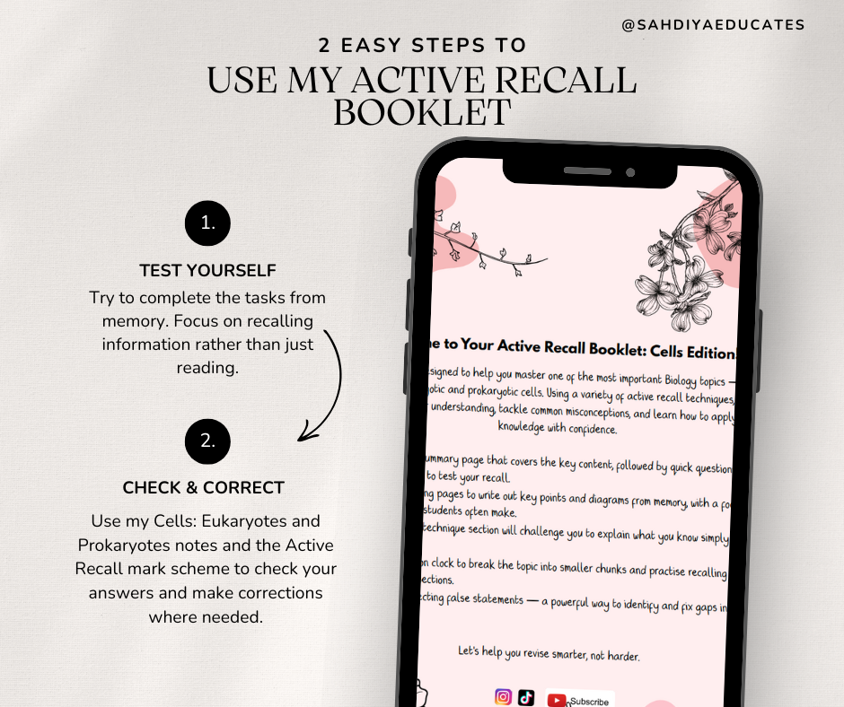 Digital file -Active recall booklet- AQA GCSE Combined Science: Trilogy (8464) Cells: Eukaryotes and Prokaryotes