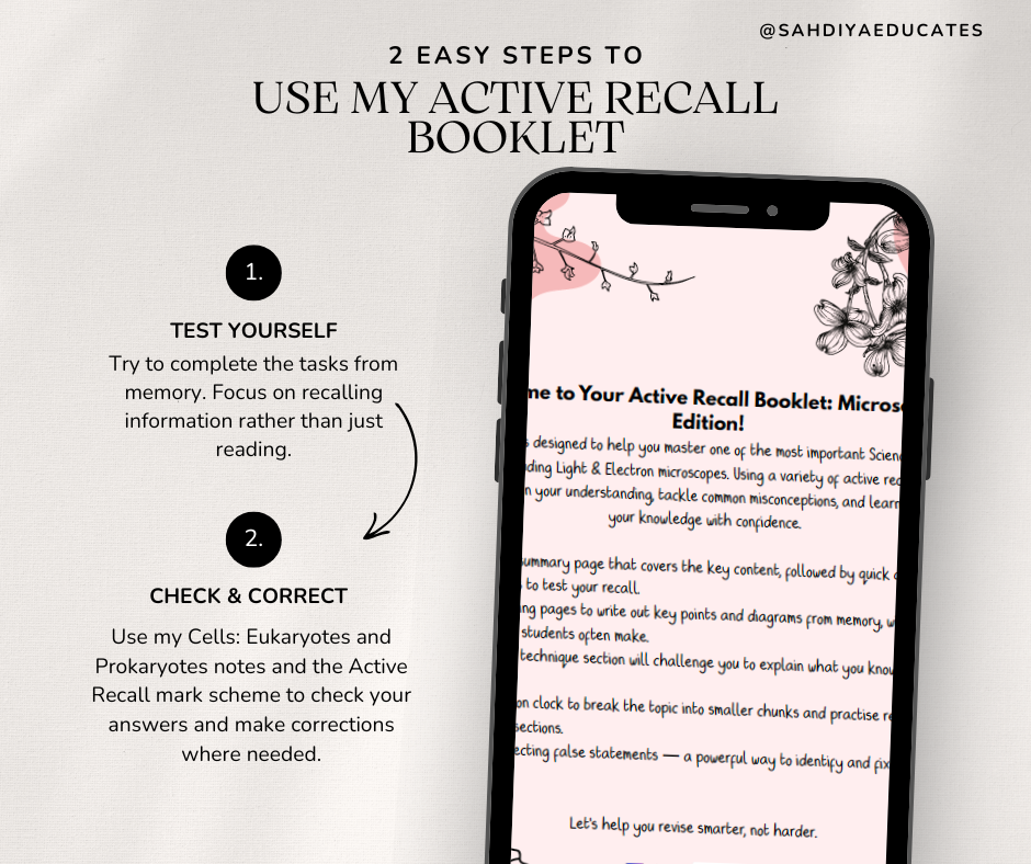 Digital file -Active Recall booklet: Year 7 & 8 Microscopes
