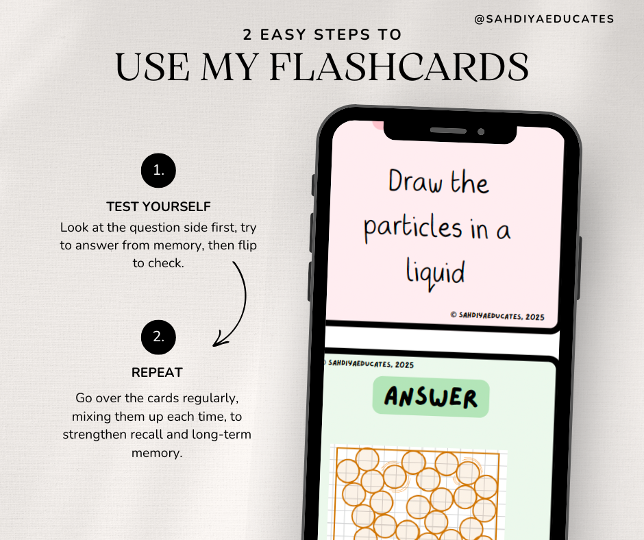Digital file -Flashcards: Year 7 & 8 The particulate nature of matter