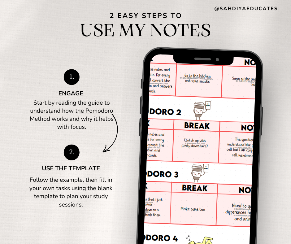 Pomodoro Study Planner | Focus & Time Management Template