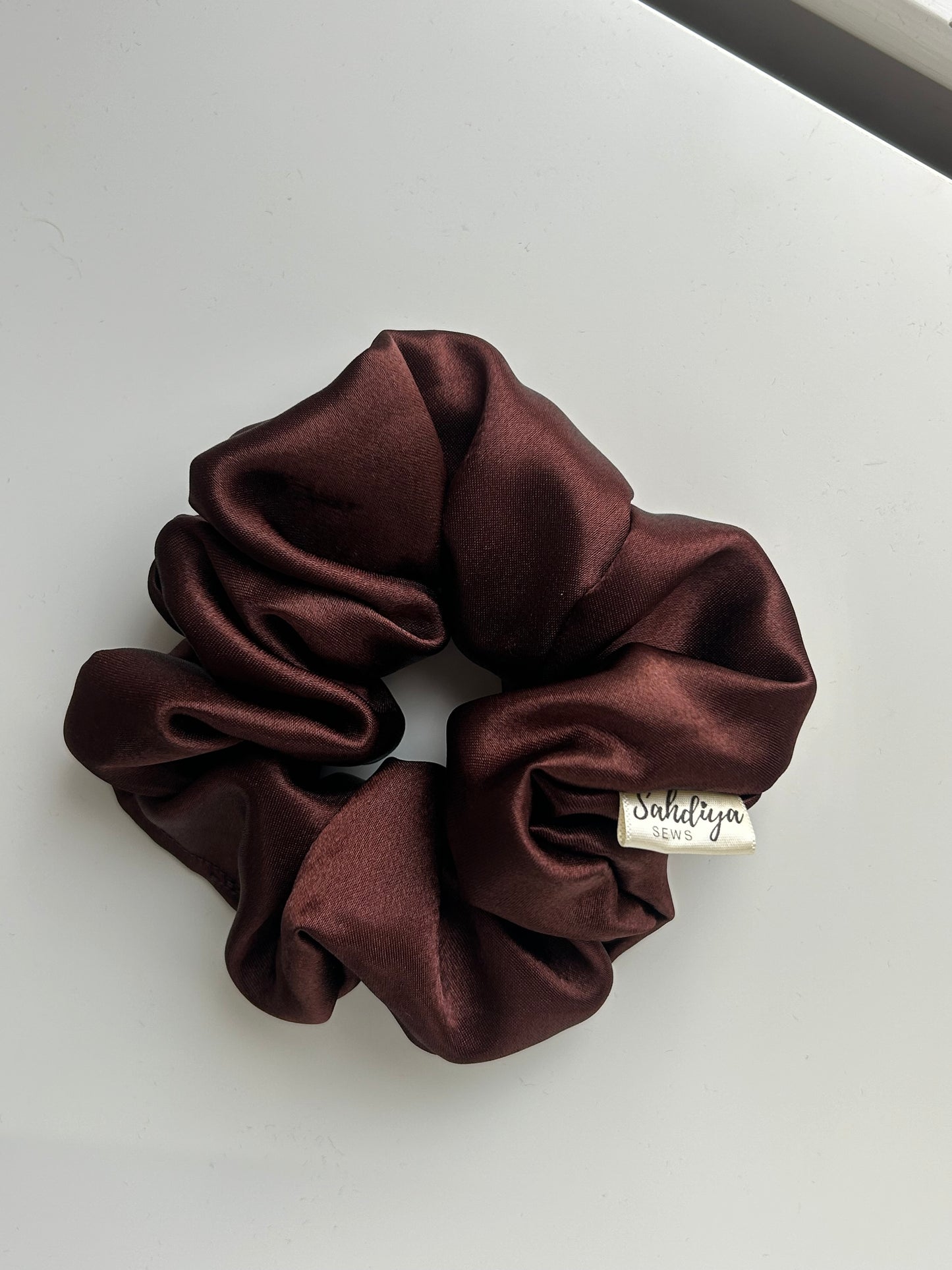 Brown Satin scrunchie