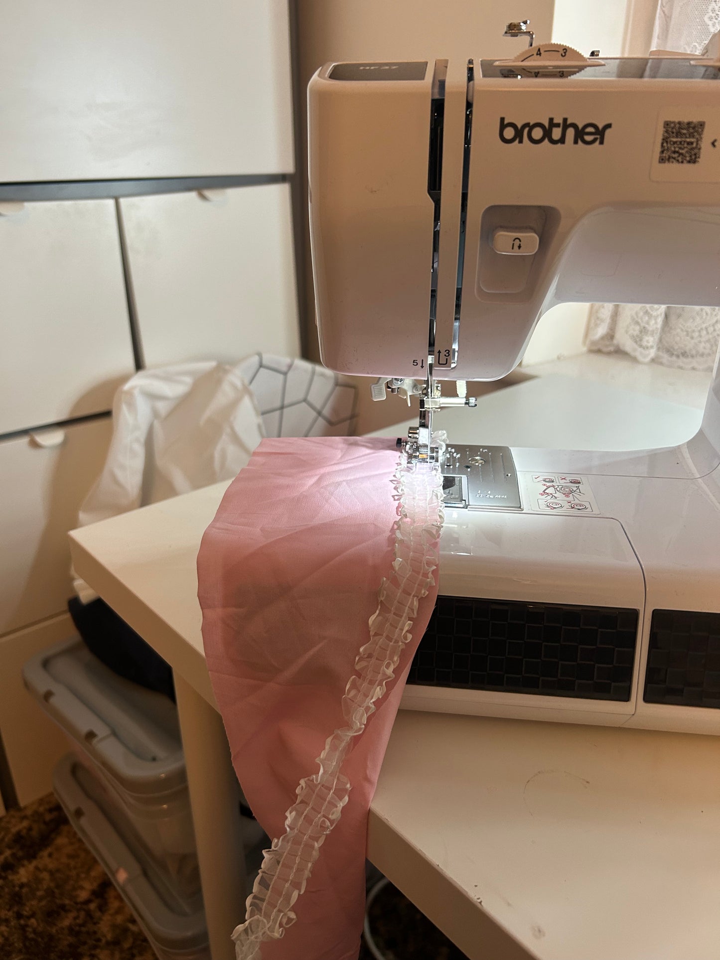 Pink organza lace scrunchie