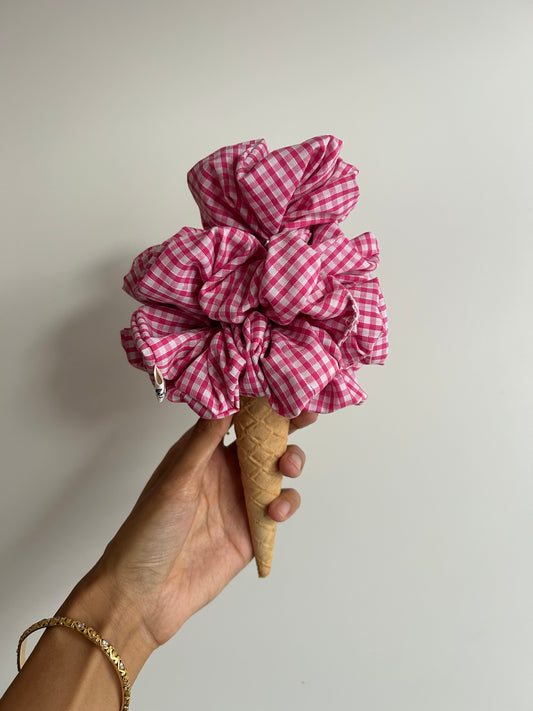 Scrunchie - Pink & White gingham
