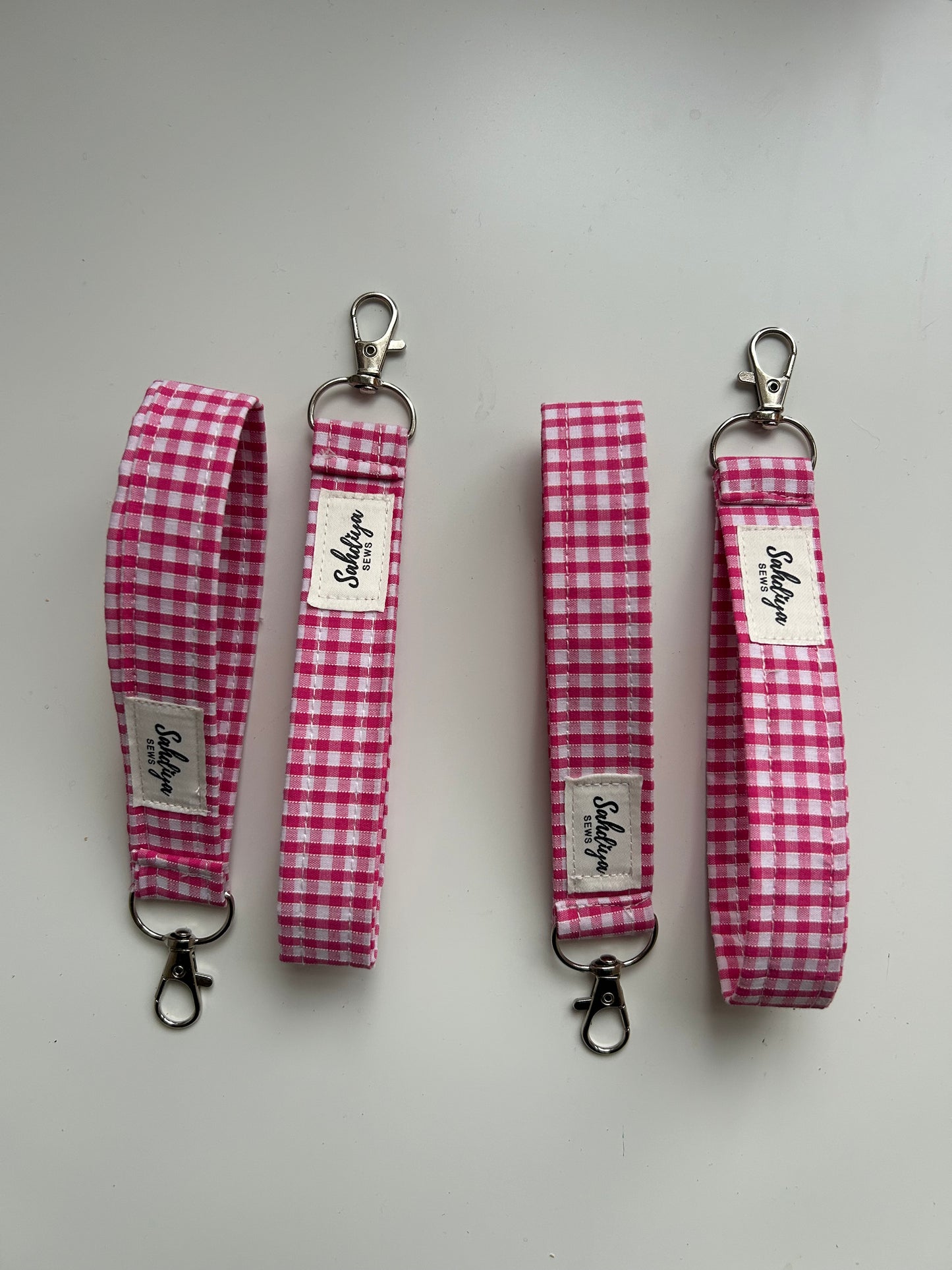 Wristlet- Pink & white gingham