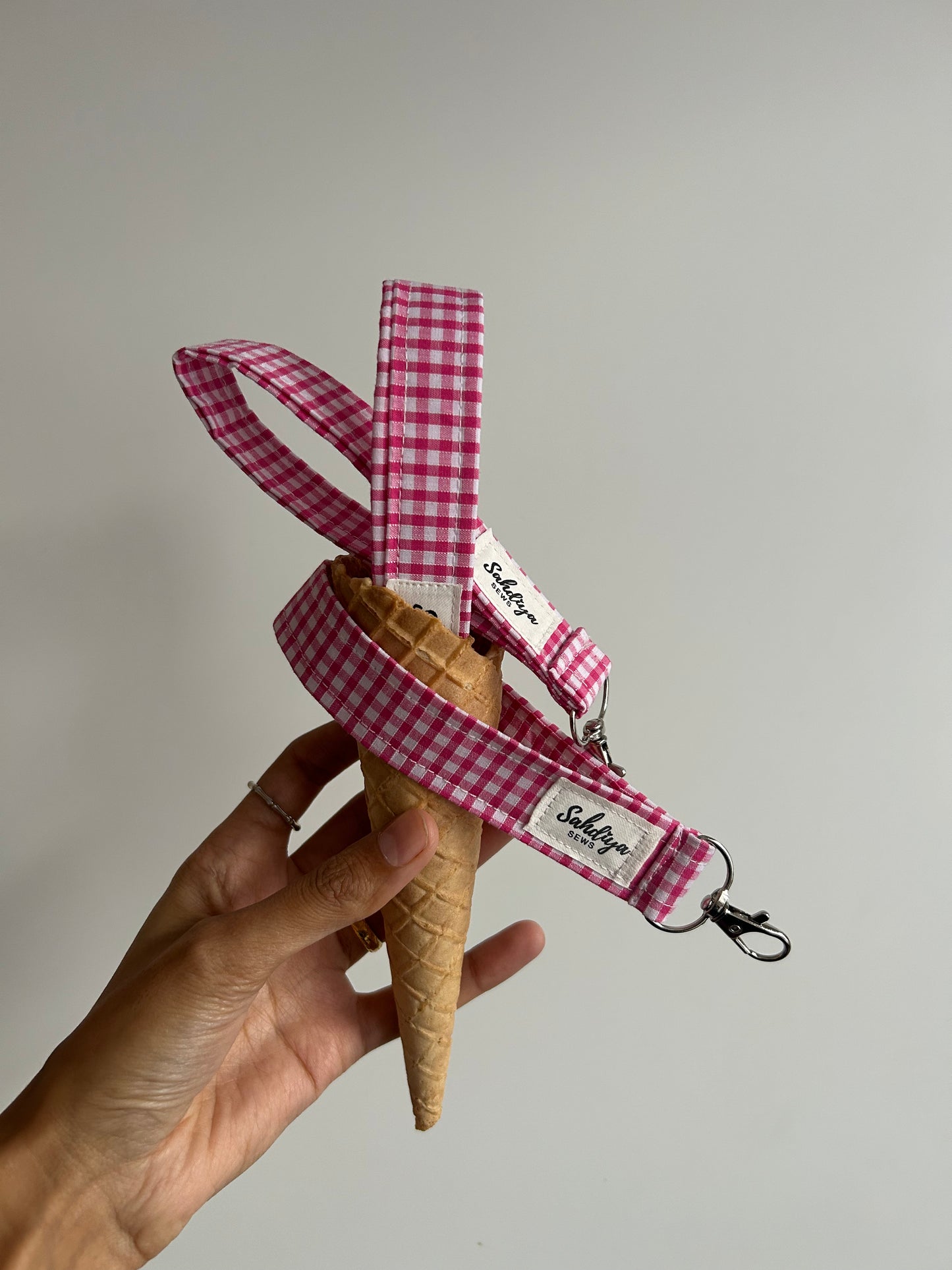 Wristlet- Pink & white gingham