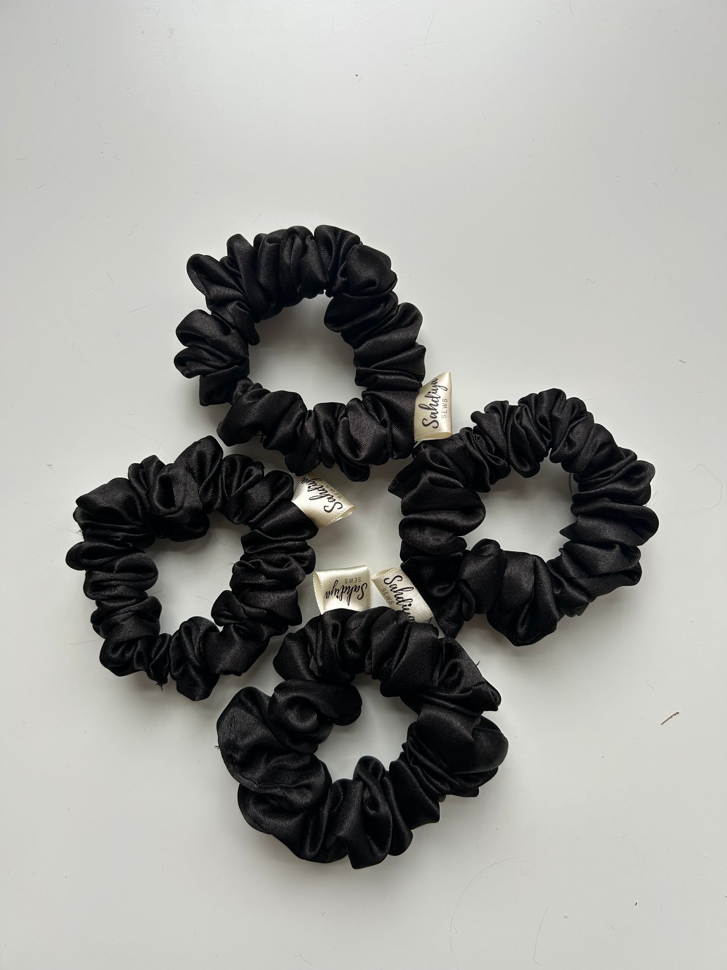 Thin Black Satin scrunchie