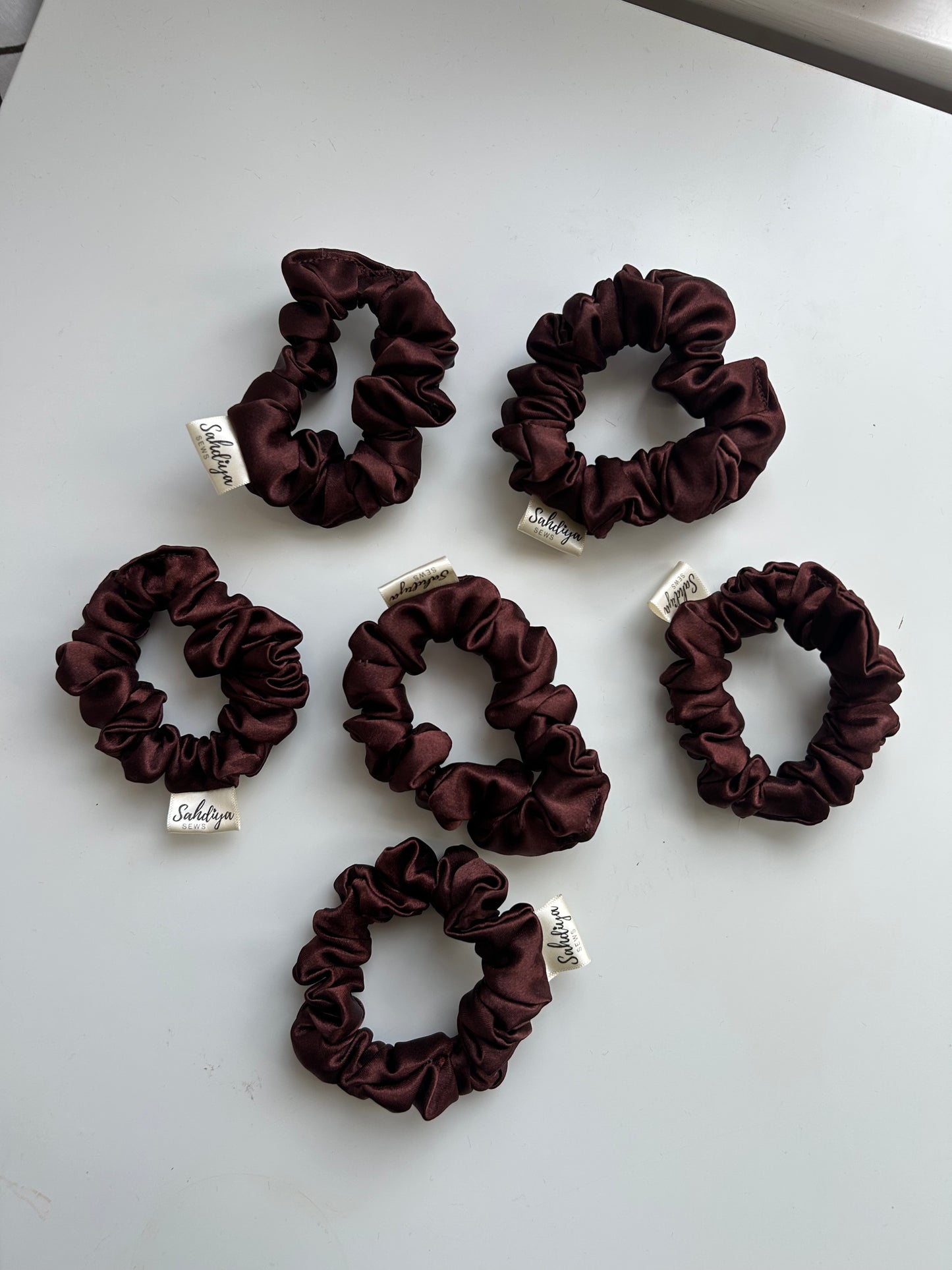 Thin satin scrunchies