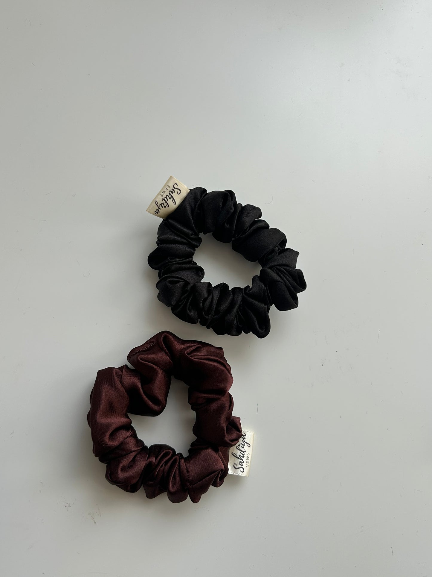 Thin satin scrunchies