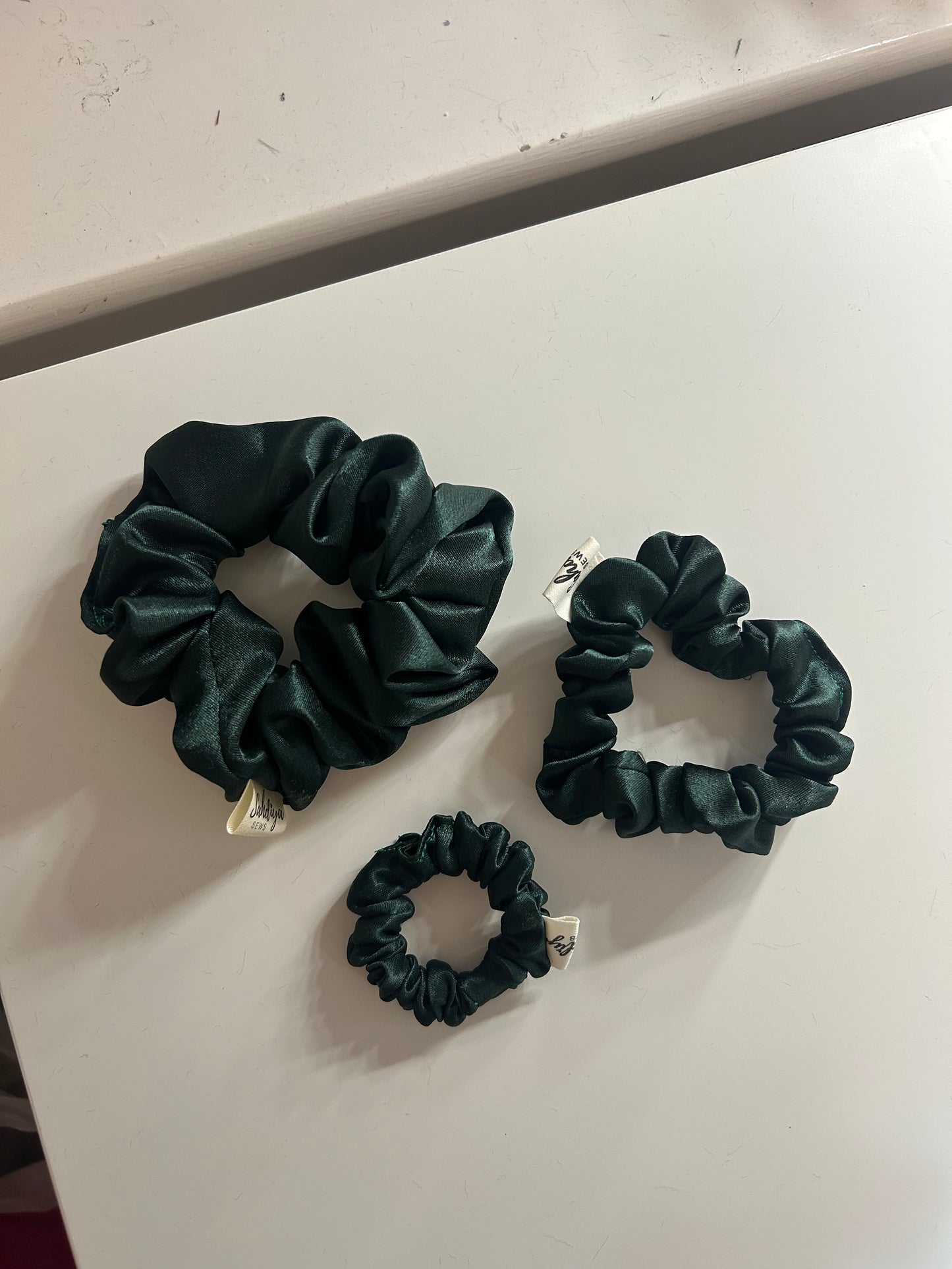 Thin satin scrunchies