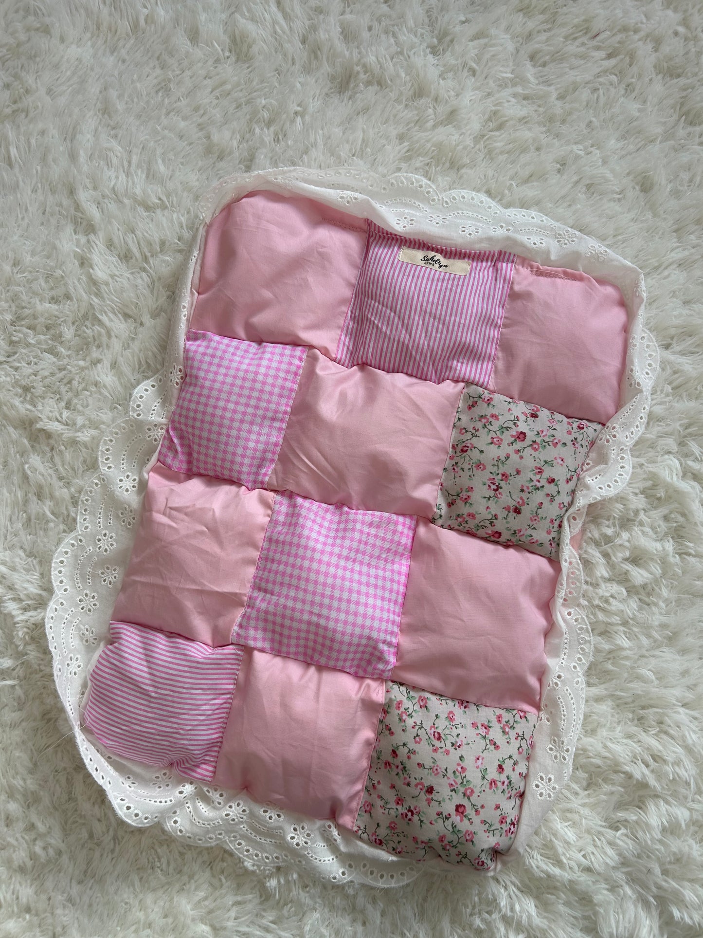 Handmade Mini Puffy Quilt | Soft Baby Blanket, Newborn Gift, Nursery Cushion