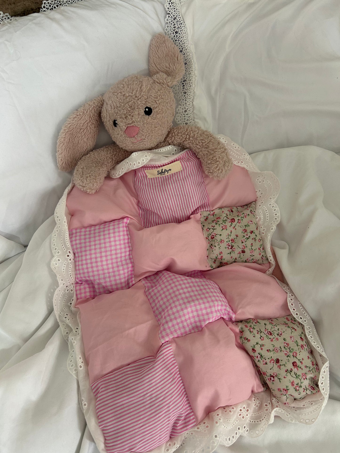 Handmade Mini Puffy Quilt | Soft Baby Blanket, Newborn Gift, Nursery Cushion