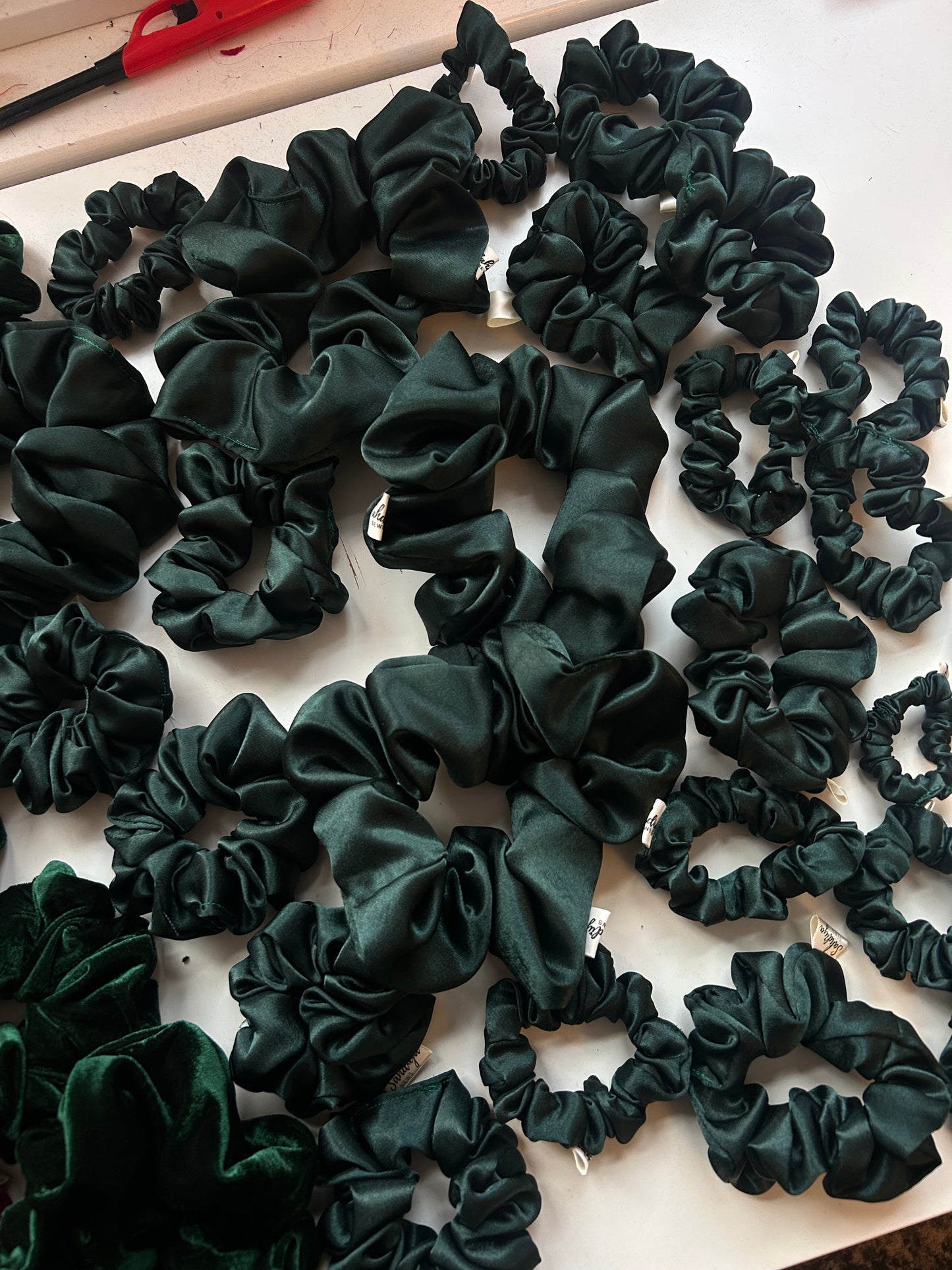 Thin satin scrunchies