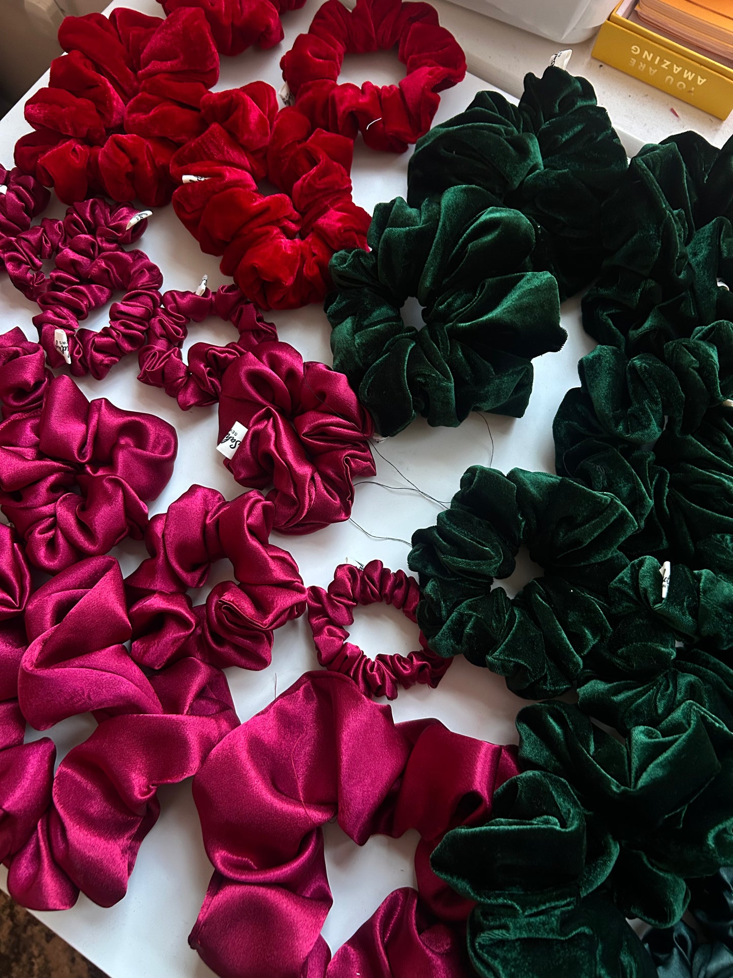 Thin satin scrunchies