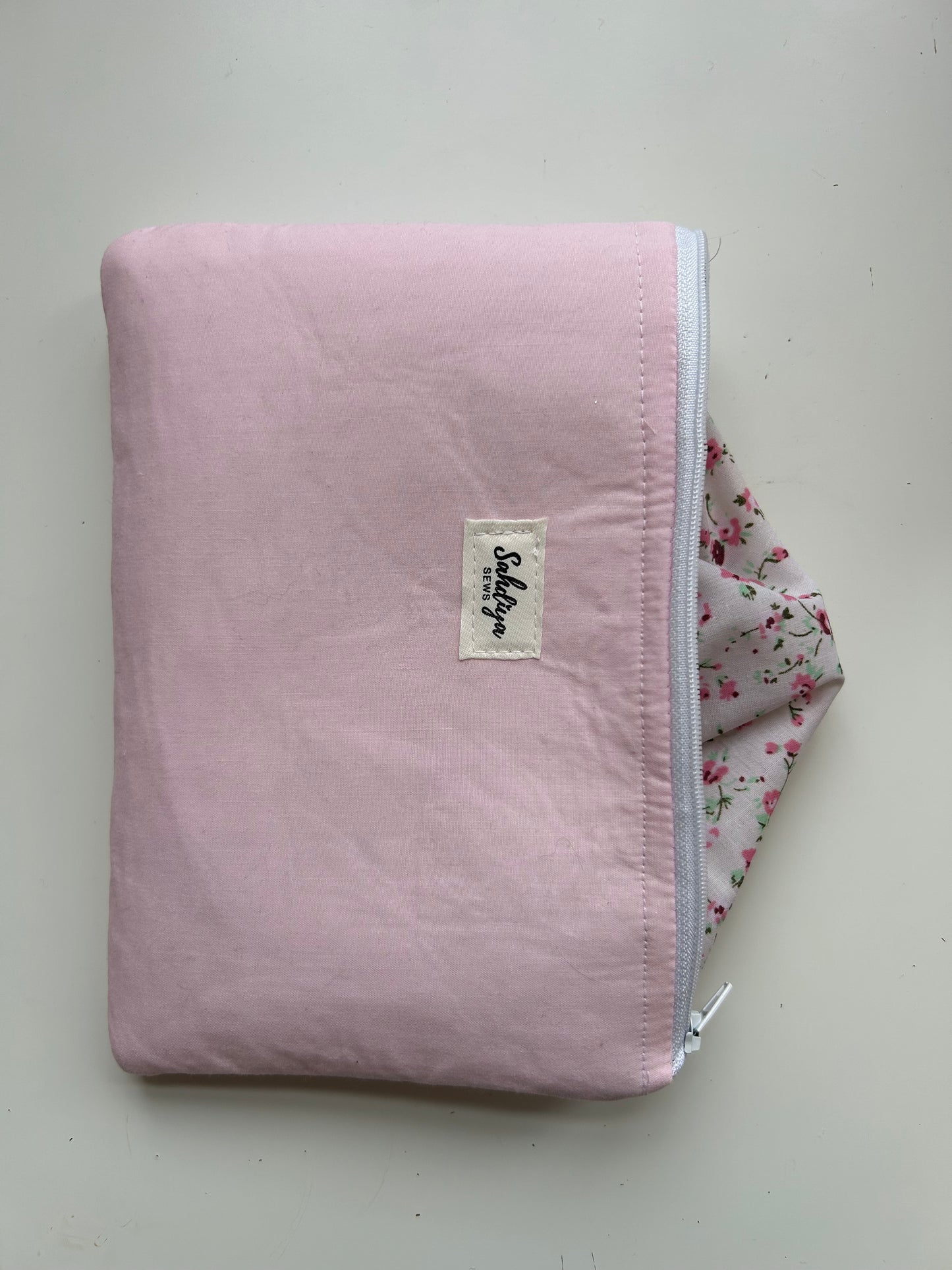 Baby pink quilted pouch | Floral lining makeup bag | Cosmetic pouch | Travel essentials organiser