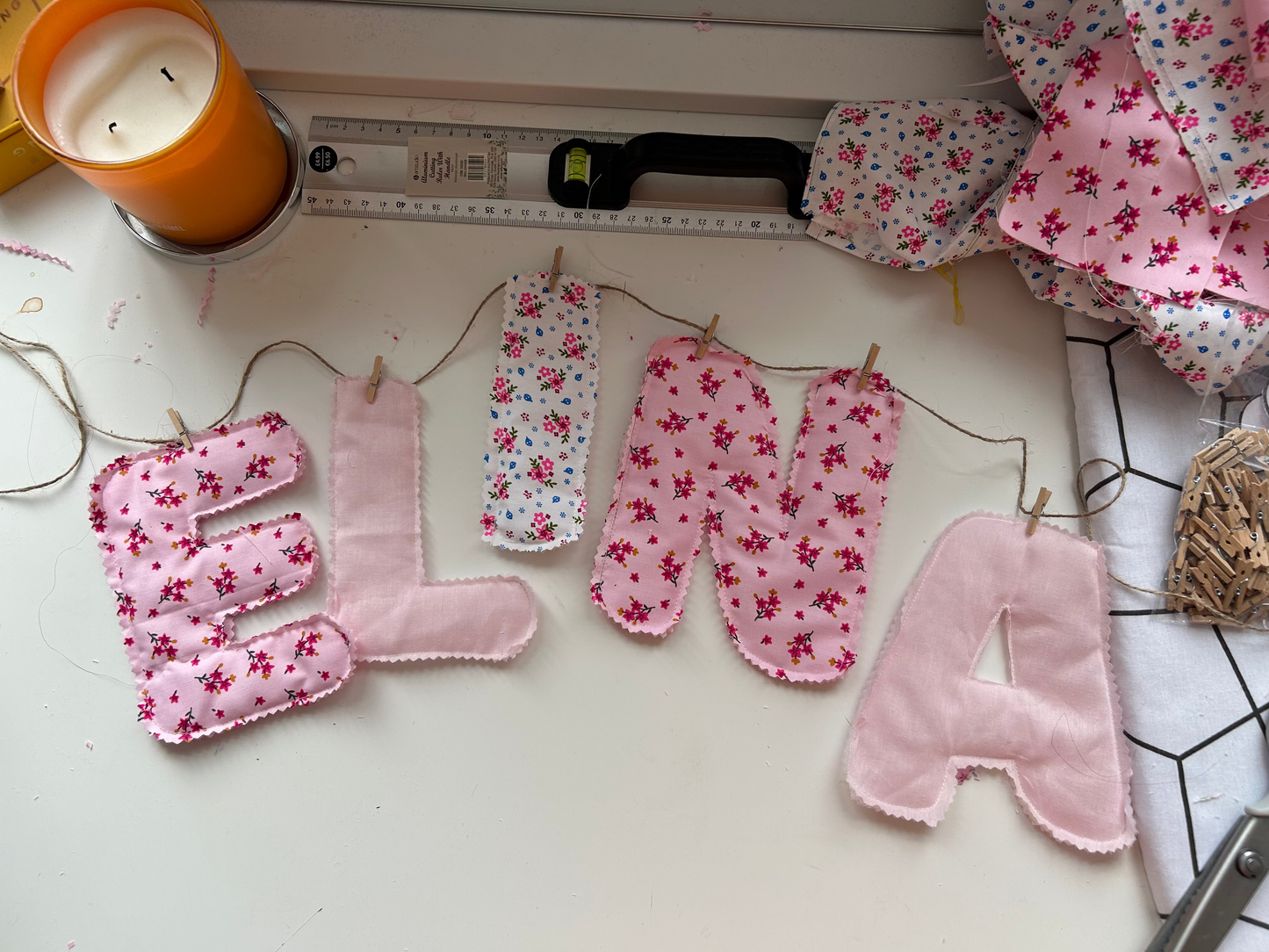 Custom fabric letter name banner